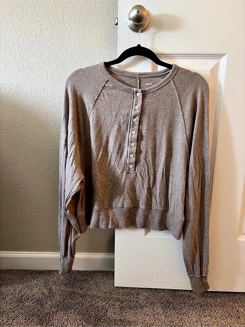 Aerie Soft Long Sleeve Top Brown Small